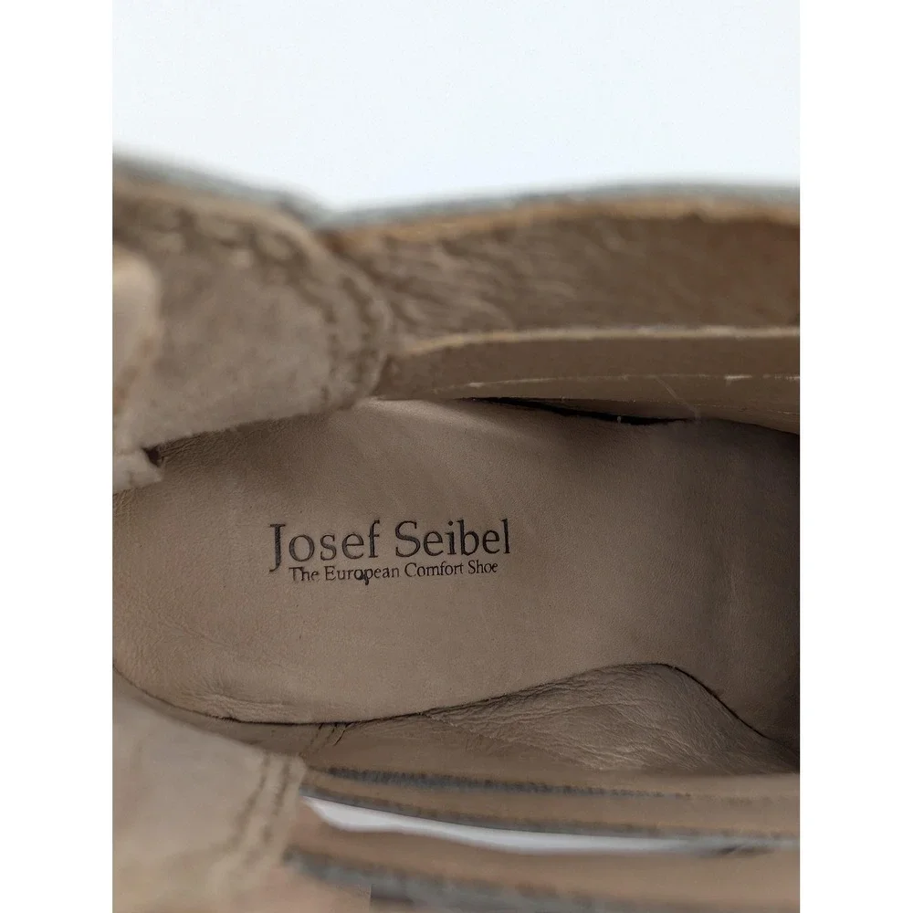 Josef Seibel Booties Womens Size 6.5 Gray‎ Strappy Ankle Block Heel Zip 87901